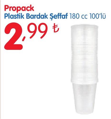 Propack Plastik Bardak Şeffaf 180 cc 100'lü image
