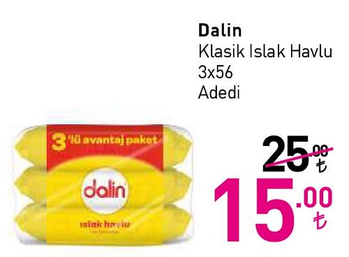 Dalin Klasik Islak Havlu 3x56 Adedi image