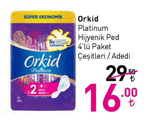 Orkid Platinum Hijyenik Ped 4'lü Paket Çeşitleri image