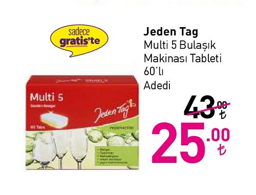 Jeden Tag Multi 5 Bulaşık Makinası Tableti 60'lı image