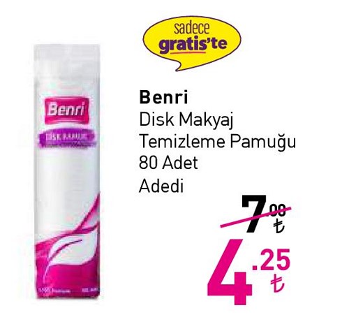 Benri Disk Makyaj Temizleme Pamuğu 80 Adet image