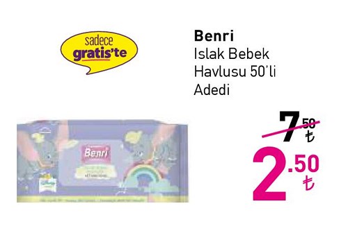 Benri Islak Bebek Havlusu 50'li image