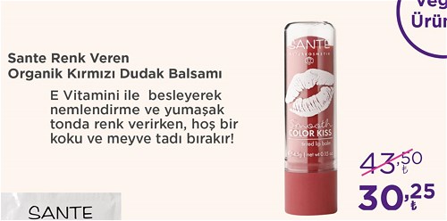 Sante Renk Veren Organik Kırmızı Dudak Balsamı image