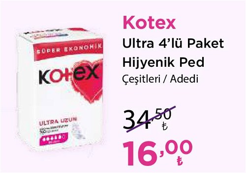 Kotex Ultra 4'lü Paket Hijyenik Ped Çeşitleri/Adedi image