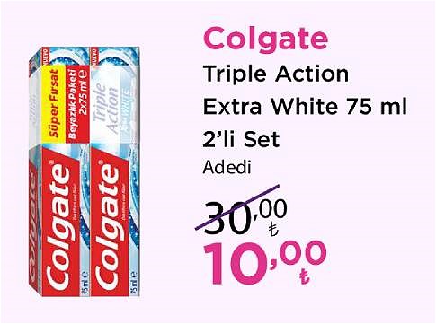 Colgate Triple Action Extra White 75 ml 2'li Set image