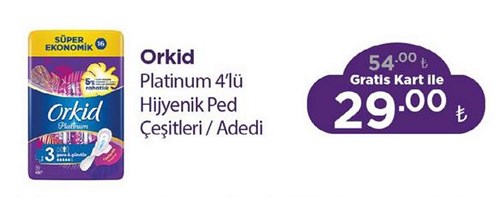 Orkid Platinum 4'lü Hijyenik Ped Çeşitleri image