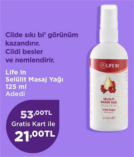 Life In Selülit Masaj Yağı 125 ml image