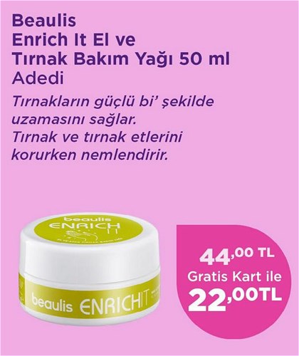 Beaulis Enrich It El ve Tırnak Bakım Yağı 50 ml image