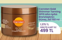Carroten Gold Shimmer Tanning SPF0 Altın Işıltılı Bronzlaştırıcı Güneş Jeli 150 image
