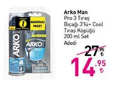 Arko Man Pro 3 Tıraş Bıçağı 3'lü + Cool Tıraş Köpüğü 200 ml Set image