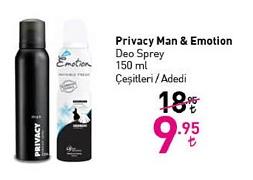 Privacy Man & Emotion Deo Sprey 150 ml Çeşitleri / Adedi image