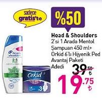 Head & Shoulders 2'si 1 Arada Mentol Şampuan 450 ml + Orkid 6'lı Hijyenik Ped Av image