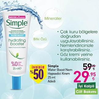 Simple Water Boost Nem Hapsedici Krem 25 ml image