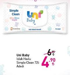 Uni Baby Islak Havlu Simple Clean 72li image