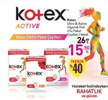 Kotex Ultra & Active Hijyenik Ped 4'lü Paket Çeşitleri / Adedi image