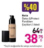 Note Detox & Protect Fondöten Çeşitleri/Adedi image