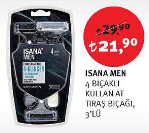 Isana Men 4 Bıçaklı Kullan At Tıraş Bıçağı 3'lü image