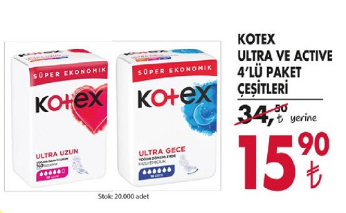 Kotex Ultra ve Active 4'lü Paket Çeşitleri image