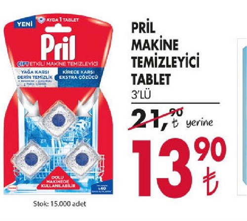 Pril Makine Temizleyici Tablet 3'lü image