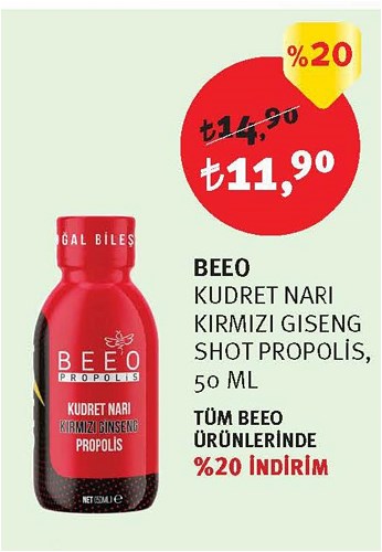 Beeo Kudret Narı Kıırmızı Giseng Shot Propolis 50 Ml image