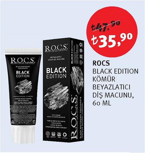 Rocs Black Edition Kömür Beyazlatıcı Diş Macunu 60 Ml image