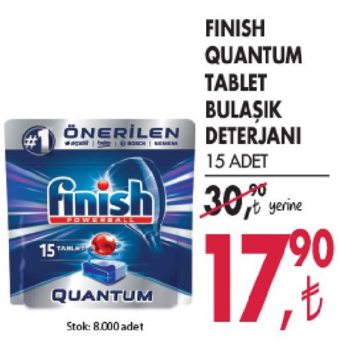 Finish Quantum Tablet Bulaşık Deterjanı 15 Adet image