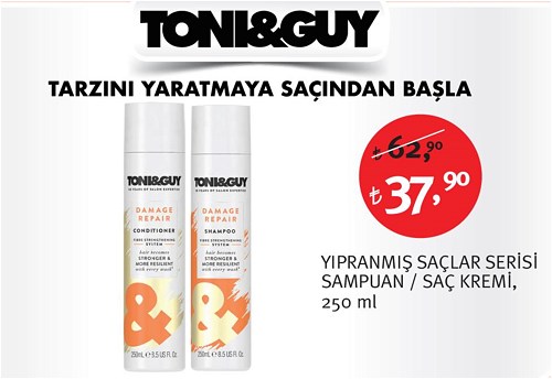 Toni&Guy Yıpranmış Saçlar Serisi Şampuan / Saç Kremi 250 ml image