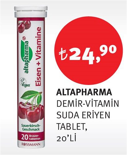 Altapharma Demir-Vitamin Suda Eriyen Tablet 20'li image