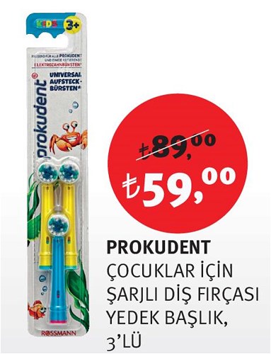 Prokudent Çocuklar İçin Şarjlı Diş Fırçası Yedek Başlık 3'lü image