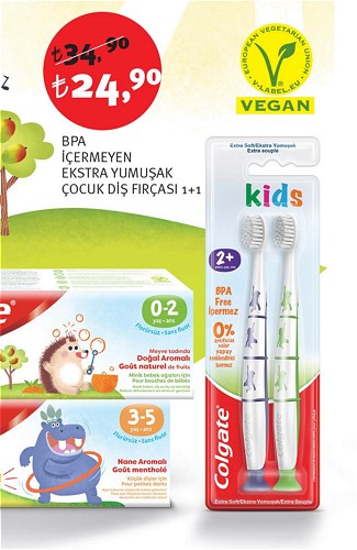 Colgate BPA İçermeyen Ekstra Yumuşak Çocuk Diş Fırçası 1+1 image