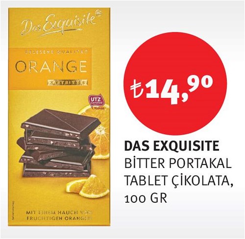 Das Exquisite Bitter Portakal Tablet Çikolata 100 Gr İndirimde Market