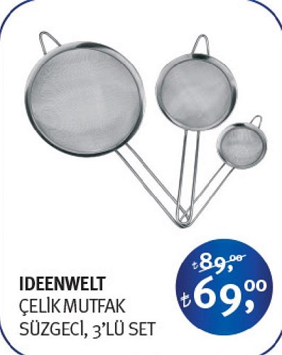 Ideenwelt Çelik Mutfak Süzgeci 3'lü Set image