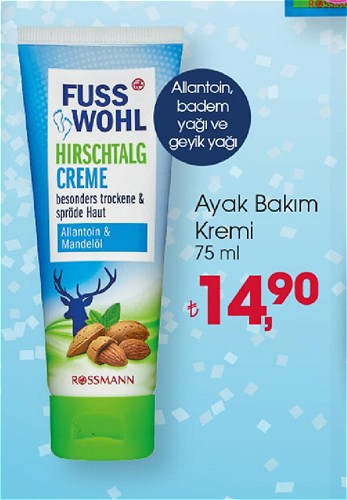 Fusswohl Ayak Bakım Kremi 75 ml Allantoin Badem Yağı ve Geyik Yağı image