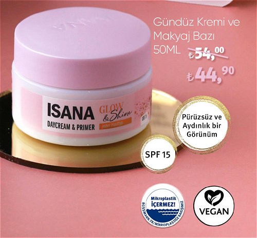 Isana Glow & Shine Gündüz Kremi ve Makyaj Bazı 50Ml SPF 15 image