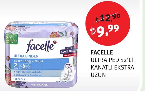 Facelle Ultra Ped 12'li Kanatlı Ekstra Uzun image