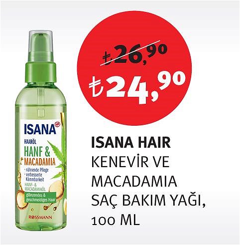 Isana Hair Kenevir ve Macadamia Saç Bakım Yağı 100 Ml image