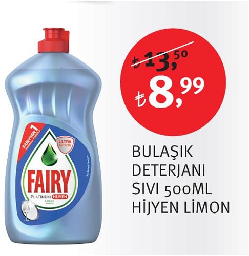 Fairy Bulaşık Deterjanı Sıvı 500 Ml Hijyen Limon image