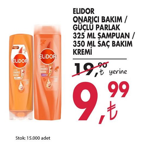 Elidor Onarıcı Bakım / Güçlü Parlak 325 Ml Şampuan / 350 Ml Saç Bakım Kremi image