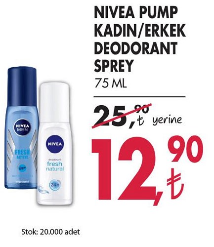 Nivea Pump Kadın/Erkek Deodorant Sprey 75 Ml image