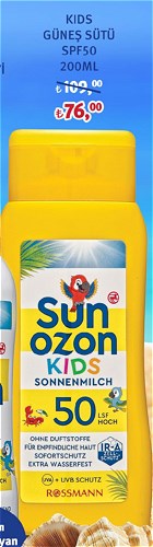 Sun Ozon Kids Güneş Sütü SPF50 200Ml image