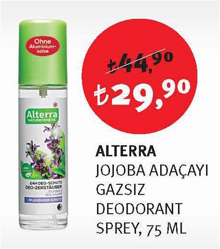 Alterra Jojoba Adaçayı Gazsız Deodorant Sprey 75 Ml image
