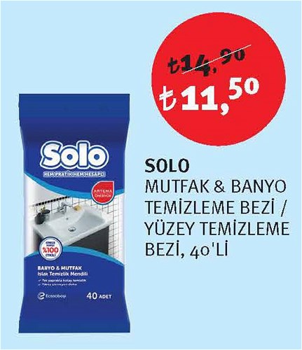 Solo Mutfak & Banyo Temizleme Bezi / Yüzey Temizleme Bezi 40'lı image