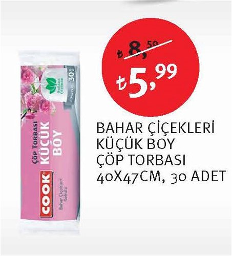 Cook Bahar Çiçekleri Küçük Boy Çöp Torbası 40x47cm 30 Adet image