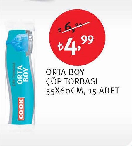Cook Orta Boy Çöp Torbası 55x60cm 15 Adet image