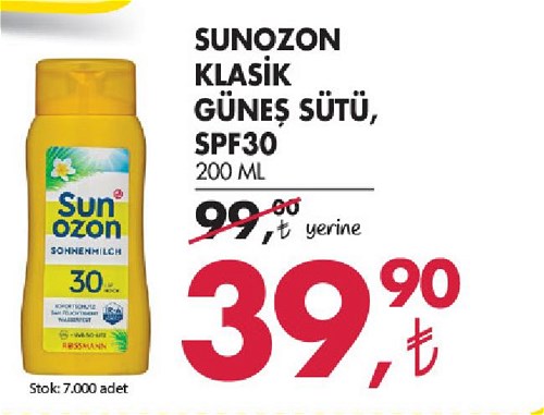 Sunozon Klasik Güneş Sütü SPF30 200 Ml image