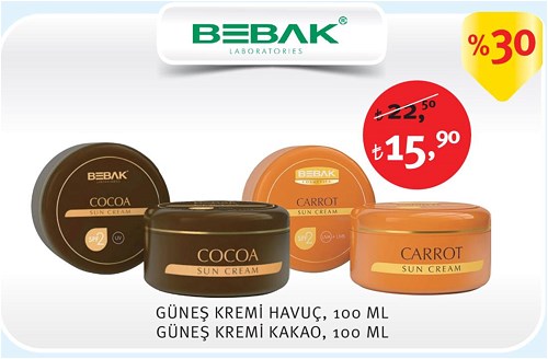 Bebak Güneş Kremi Havuç 100 Ml/Güneş Kremi Kakao 100 Ml image