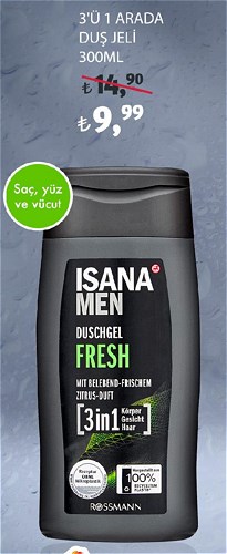 Isana Men 3'ü 1 Arada Duş Jeli 300Ml image