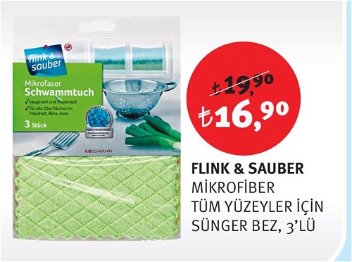 Flink & Sauber Mikrofiber Tüm Yüzeyler İçin Sünger Bez 3'lü image