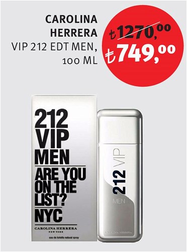 Carolina Herrera Vip 212 Edt Men 100 Ml image