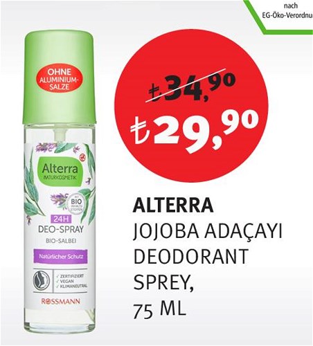 Alterra Jojoba Adaçayı Deodorant Sprey 75 Ml image